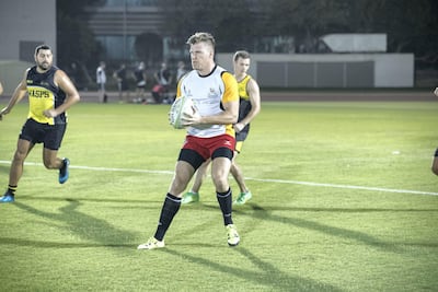 Conor Coakley, club captain of the Dubai Sports City Eagles, during a training session at Dubai Sports City. Antonie Robertson / The National