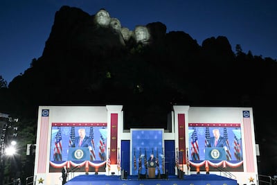 US President Donald Trump delivers an Independence Day speech at Mount Rushmore in South Dakota. AFP