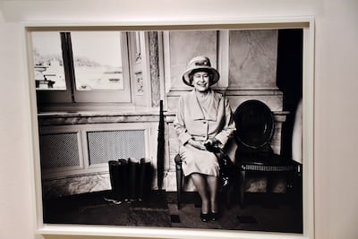 A portrait of Queen Elizabeth II by Bryan Adams is displayed during a photo call for his exhibition Exposed at Camera Work gallery in Berlin, Germany. Getty Images