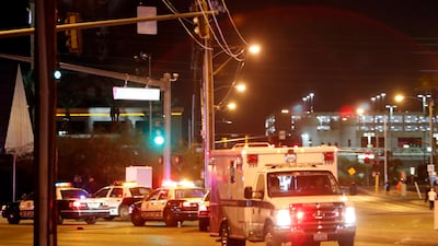 An ambulance taking victims of the mass shooting in Las Vegas to hospital , October 1, 2017 Steve Marcus/Las Vegas Sun/Reuters