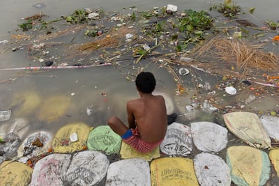 A polluted river bank on the Ganges the day after the Chhath Puja festival in Kolkata. Getty Images