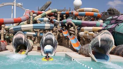Yas Waterworld closed its gates for safety reasons on Saturday when the park reached capacity. Pawan Singh / The National