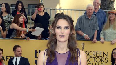 Keira Knightley, in Erdem, arrives for the 21st annual Screen Actors Guild Awards at the Shrine Auditorium in Los Angeles, California, on January 25, 2015.