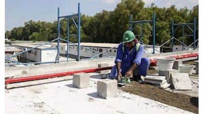 The water plant under construction in Mussaffah is designed to help prevent leakage in pipes throughout the area.