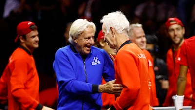 Team Europe captain Bjorn Borg with Team World's John McEnroe. Reuters