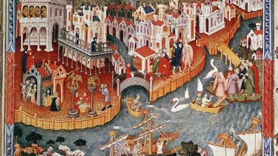 A print showing Venetian merchant Marco Polo, who travelled to the court of the Mongol emperor Kublai Khan via the Silk Road and spent 17 years in China before returning to his home country. Oxford Science Archive / Print Collector / Getty Images