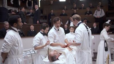 Michael Angarano, Eric Johnson, Clive Owen, Louis Butelli, Eve Hewson and André Holland in The Knick. Courtesy OSN