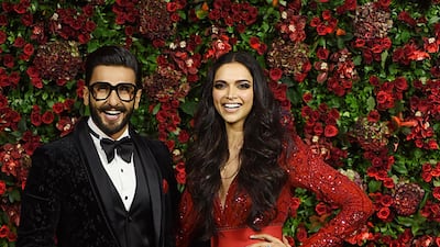Ranveer Singh and Deepika Padukone at their wedding reception party in Mumbai on December 1. AFP