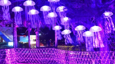 A tunnel of jellyfish lanterns, representative of the seaside location. Courtesy Taiwan Tourism