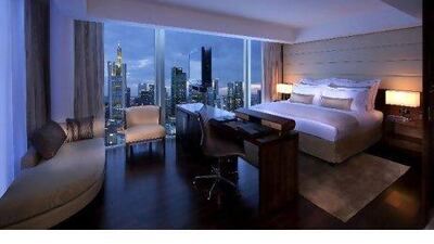 A Skyline Deluxe room at Jumeirah Frankfurt. Photo courtesy Jumeirah Group