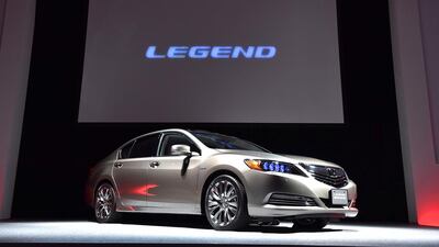 Honda's Legend flagship sedan during its unveiling in Tokyo. Kazuhiro Nogi / AFP