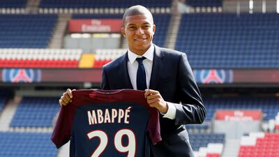 Kylian Mbappe made his first public appearance as a PSG player on Thursday. Gonzalo Fuentes / Reuters
