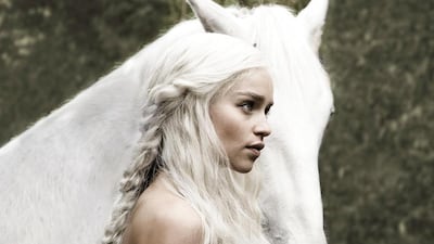 Emilia Clarke as Daenerys Targaryen.