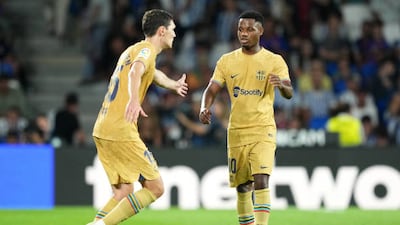 Ansu Fati 9. On for Torres on 64 and what an impact. Outstanding backheel to set up Dembele for the second on 66, then set up Lewandowski for the third on 69. Scored himself, a calm finish from a tight angle to make it 4-1. Huge talent who has been missed – he was out for ten months last season. Getty Images