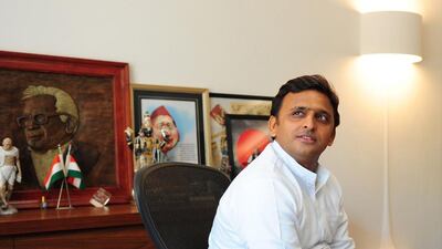 Akhilesh Yadav, chief minister of the Uttar Pradesh state, is under fire for failing to stop crimes as UP recently gained the reputation of 'failed state' following a spate of rapes and killings. Sanjay Kanojia / AFP