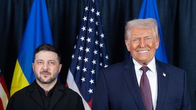 Ukrainian President Volodymyr Zelenskyy, left, held talks with US President Donald Trump at the World Economic Forum in Davos. AFP