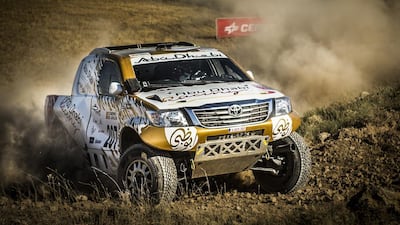 Sheikh Khalid Al Qassimi in action during Day 2 of the Baja Aragon race. Courtesy: Abu Dhabi Racing