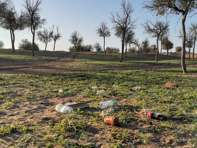 Plastic bottles left behind by campers in Al Mazraa area of Ras Al Khaimah. Courtesy Falah Mroish