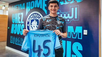 Abdukodir Khusanov after signing for Manchester City on Monday. Photo: Manchester City