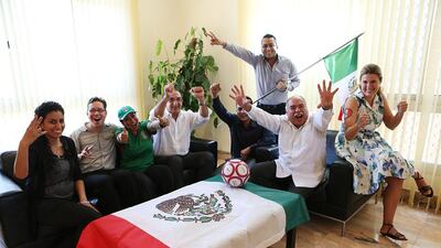 Excited fans: Ana Tendero, Francisco Alonso, Tamer Magdy, Arturo Rueda, Dalia Tapia, Oscar Rodriquez, Nawal Boulos. Fatima Al Marzooqi / The National