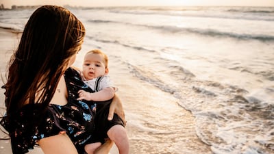 Samia with her baby, Omar, in Abu Dhabi. Courtesy of Quince Photography