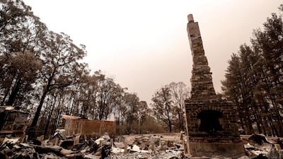 Destroyed homes are seen in Sarsfield, Australia. Getty