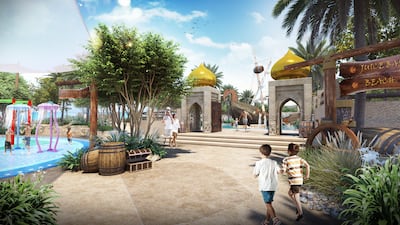 The entrance to the water park at Centara Mirage Beach Resort Dubai