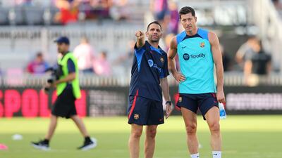 Robert Lewandowski at the DRV PNK Stadium in Fort Lauderdale. AFP