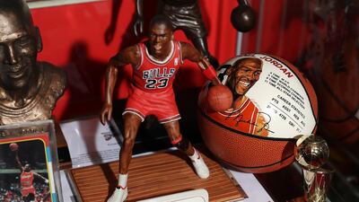 Figures and memorabilia from Michael Jordan toy historian collector Joshua De Vaney. Getty Images