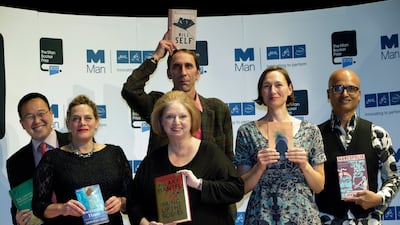 Mantel (centre) with fellow Man Booker Prize shortlisted authors, Tan Twan Eng, Deborah Levy, Will Self, Alison Moore and Jeet Thayil at a photocall in October 2012. AP Photo