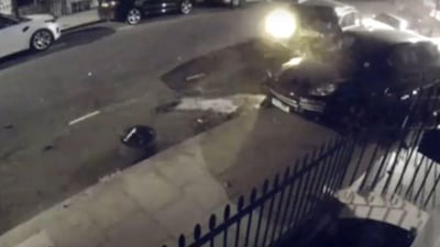 A Knightsbridge street was a scene of carnage after an Audi crashed into a string of supercars. Simon Harris/YouTube