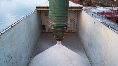 A containers ship is loaded with potash product at at Tees Docks. Ian Forsyth / Getty Images