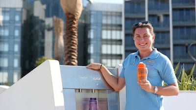 Emily Armstrong, the marine and environmental manager at the new Jumeirah Saadiyat Island Resort. The hotel has banned single-use plastics and has its own water filtration system. Chris Whiteoak / The National