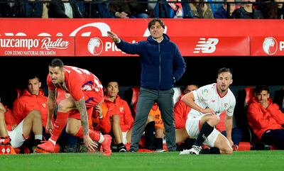 Sevilla manager Vincenzo Montella, centre. Cristina Quicler / AFP