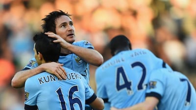 Manchester City manager Manuel Pellegrini wants Frank Lampard, second from left, to stick around a little longer on his loan deal from NYCFC. Shaun Botterill / Getty Images