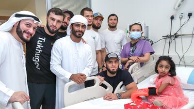 The fighters visit Maheen Sajid at the Al Jalila Children's Hospital in Dubai.