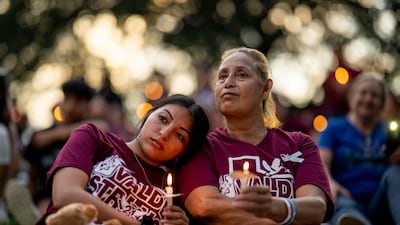 A candlelight vigil last week, marking the first anniversary of the shooting of 19 schoolchildren and two teachers in Uvalde, Texas. Getty via AFP
