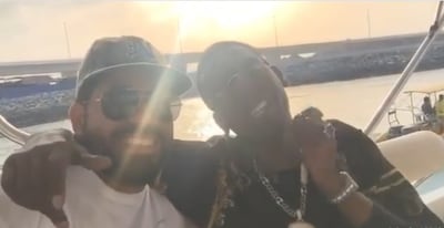 Anwar Al Nabulsi, left, and Young Dolph in Dubai in March 2019. Photo: Instagram / @anwar_sy8