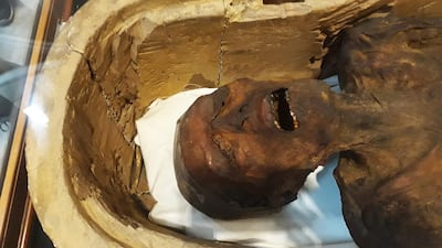 A photo of the "Screaming Mummy" at the Egyptian Museum in Cairo's Tahrir Square on February 14, 2018. Khaled Desouki / AFP