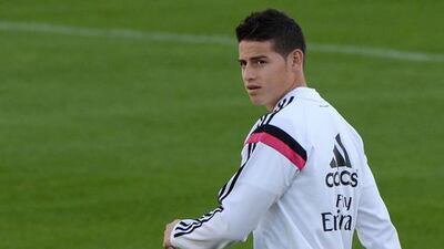Real Madrid's Colombian midfielder James Rodriguez takes part in a training session in Rabat, Morocco. Fadel Senna / AFP