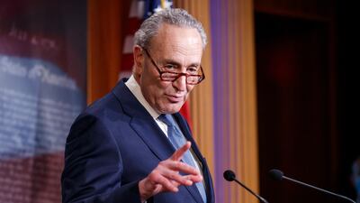 Senate Minority Leader Chuck Schumer responds to a question from the news media following the passage in the Senate of the Covid-19 coronavirus stimulus package in Washington, DC, USA, 21 April 2020. EPA