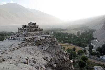 A Buddhist stupa in Vrang, Tajikistan, overlooks the Wakhan Valley. Bloomberg News
