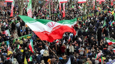 Pro-government rallies drew large crowds in Iran to mark the anniversary of the 1979 Islamic Revolution, when the monarchy was overthrown. AFP
