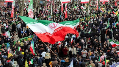 Pro-government rallies drew large crowds in Iran to mark the anniversary of the 1979 Islamic Revolution, when the monarchy was overthrown. AFP