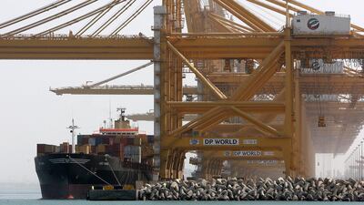 Gantries at the Terminal 2 in Jebel Ali port in Dubai. DP World is a subsidiary of Dubai World. Pawan Singh / The National