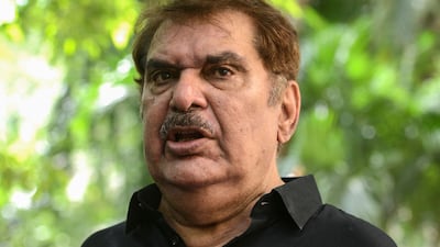 Bollywood actor Raza Murad arrives to pay respect at the residence of Indian actor Dilip Kumar, after he died at the age of 98 in Mumbai on July 7, 2021.