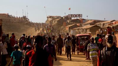 Rohingya at Jamtoli refugee camp, near Cox's Bazar, in 2018. AP