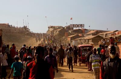 Rohingya at Jamtoli refugee camp, near Cox's Bazar, in 2018. AP