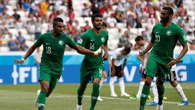 Saudi Arabia's Salem Al Dawsari, left, scored his side's winning goal against Egypt. Damir Sagolj / Reuters