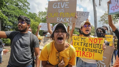 Protesters in Colombo, Sri Lanka, accusing the government of failing to address the country’s escalating economic crisis. EPA